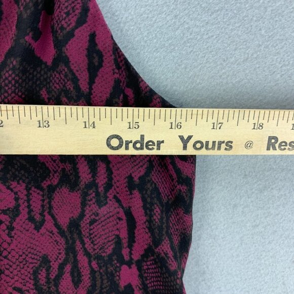 Lavender Brown Blouse Womens Small Silk Sleeveless Purple Black Animal Print - Picture 9 of 11